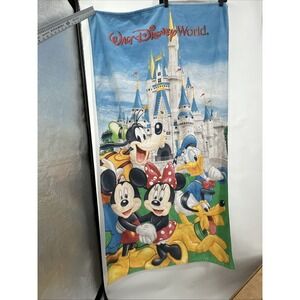 Vintage Disney Castle Beach Towel Mickey Minnie Friends 100% Cotton Resort